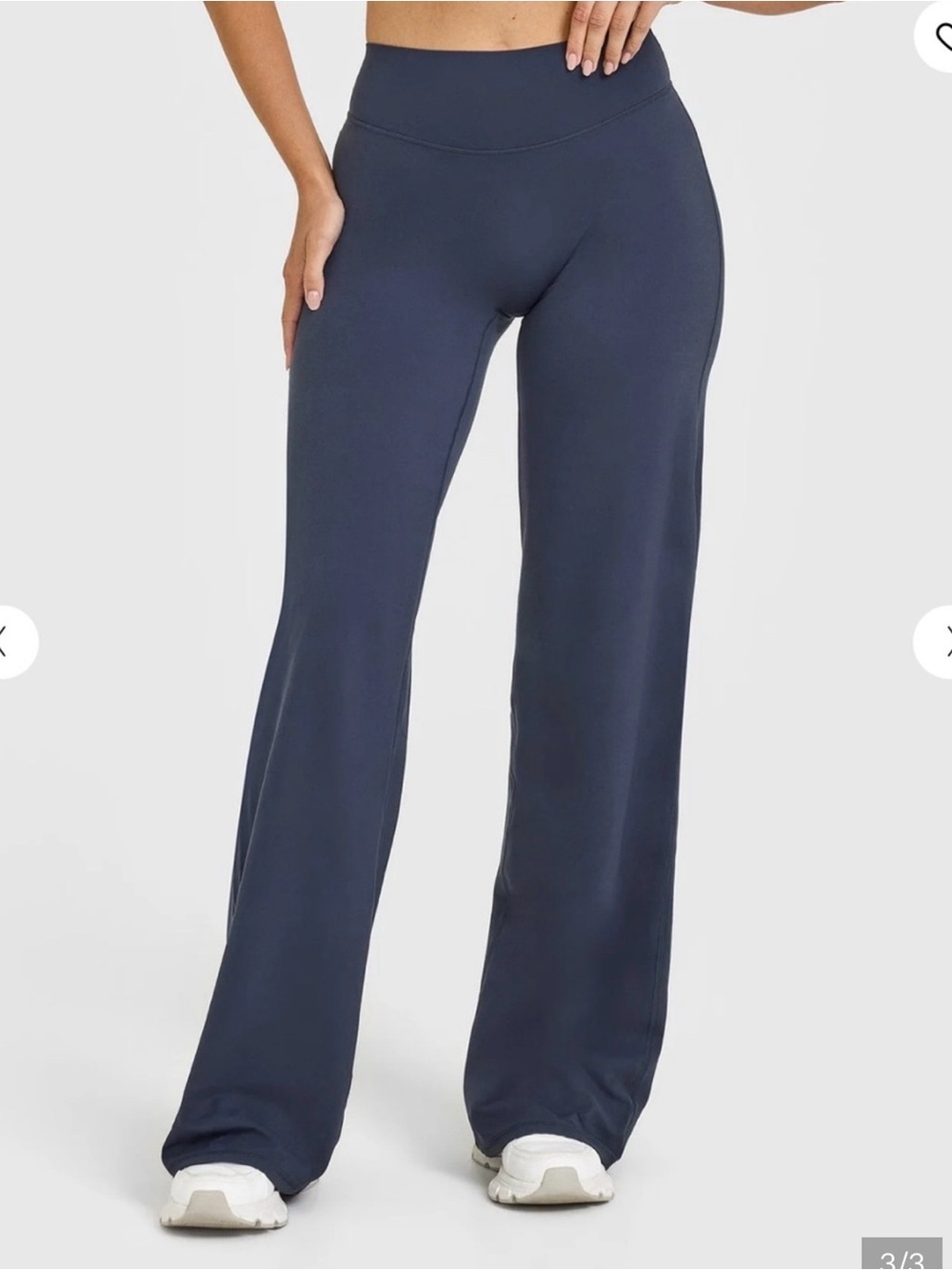 Wide-Leg High-Rise Performance Pants - Navy